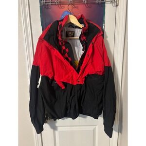Vintage Winston Racing Jacket Red Black Colorblock Windbreaker Mens XL